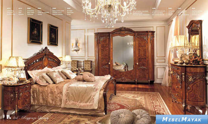 Спальня Reggenza Luxury комната с золотымым украшением Спальня Reggenza Luxury комната с золотымым украшением