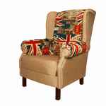 кресло каминное Этника [LNG16] с Британским флагом на бежевом фоне