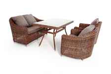 комплект мебели обеденный Кон Панна [KPS2C2T-4-SET brown] плетёный