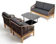 комплект мебели для отдыха Канны [KANS2C2TJ-4-SET-gran brown(D-gray)] лаунж зона, плетеная из роупа