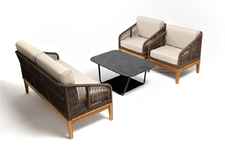 комплект мебели для отдыха Канны [KANS2C2TJ-4-RC658-SET brown(beige)] лаунж зона, плетеная из роупа