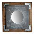 зеркало настенное квадратное Авиатор [DSZ-AV] отделка сталь и кожа