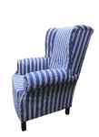 кресло на ножках Жуи Бордо [AK20] ткань в тонкую сине-белую полоску