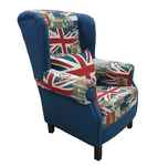 кресло на ножках Гобелены Этника [G10] ткань Британика с Британским флагом на синем фоне