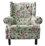 кресло на ножках Жуи Бордо [G35] ткань Розарий с цветами на светло-сером фоне