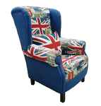 кресло каминное Этника Британика [LNG10] с Британским флагом на синем фоне