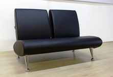 диван для офиса Клерк [kle7-d2-b] 2-х местный, экокожа