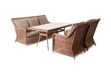 комплект мебели обеденный Гляссе [GS3C2СT-4-SET brown] ротанг искусственный
