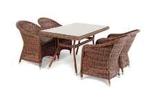 комплект мебели обеденный Латте [LCR4T-5-SET brown] плетёный