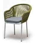 стул садовый Лион [LIO-CH-st001 RAL7035 SH mel-green(H-gray)] плетеный, из роупа