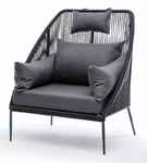 кресло садовое Мадрид [MAD-A-001 RAL7024 SH D-grey(D-gray)] плетеное из роупа