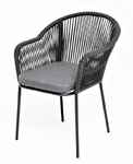 стул садовый Лион [LIO-CH-001 RAL7022 Mua grey(gray017)] плетёный из роупа