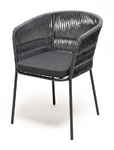 стул садовый Бордо [BOR-CH-001 RAL7024 SH grey(D-gray019)] плетёный из роупа