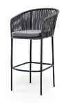 стул барный Бордо [BOR-BCH-st001 RAL7022 Mua grey(gray017)] плетёный из роупа