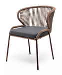 стул садовый Милан [MIL-CH-001 RAL8016 SH brown(D-gray019)] плетёный из роупа