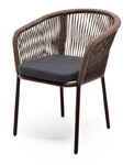 стул садовый Марсель [MAR-CH-001 RAL8016 SH brown(D-gray019)] плетёный из роупа