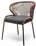 стул садовый Милан [MIL-CH-001 RAL8016 Mua brown(D-gray027)] плетеный из роупа