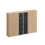 шкаф для документов Reventon [МЕ 374] комбинированный высокий (закрытый + стекло + закрытый)
